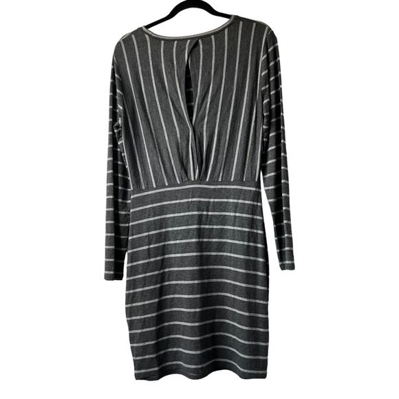 Cupcakes & Cashmere Stripe Malbec Heather Gray Mini Dress Size L - Picture 4 of 11